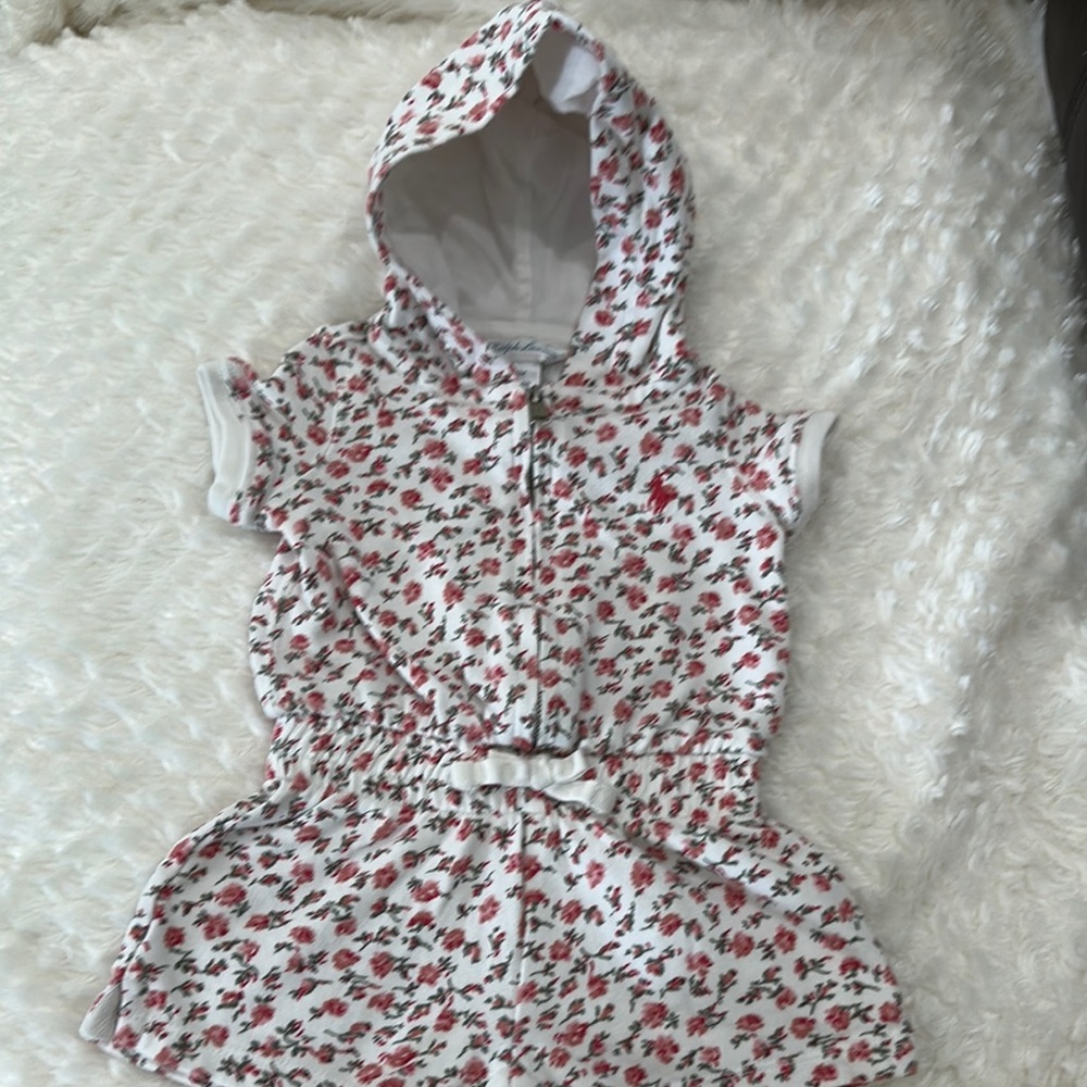 Ralph Lauren White Hooded Floral One-Piece